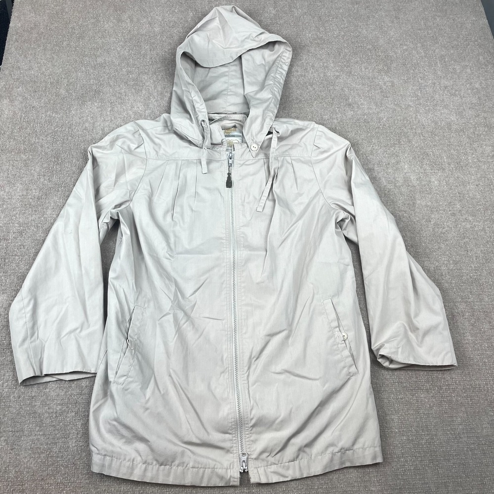 London Fog Windbreaker Hooded Jacket Womens 12 Regular  Gray Pockets Full Zip